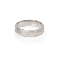 Hawthorn Bark Men's Wedding Ring - 14k White Gold (Wide Band)